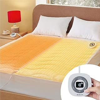 Bedsure Heated Mattress Pad Queen - Bed Warmer with Memory & Preheat Function, 12-Hour Timer & 10 Heat Settings with Dual Controller, 8-Hour Auto-Off, Coral Fleece Electric Mattress Pad Queen, 60"x80"