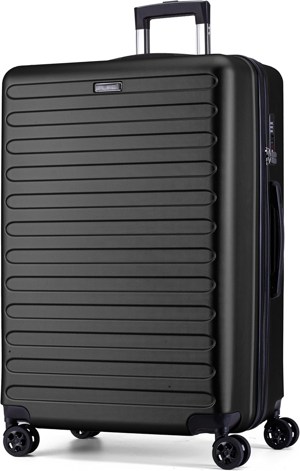 FLIEE Large Suitcase Hard Shell | Aluminum Telescopic Handle | TSA 3 Digit Combination Lock | 4 Dual Spinner Wheels | Lightweight Suitcase Large | Hold Check in Luggage (Black, Large 28'')