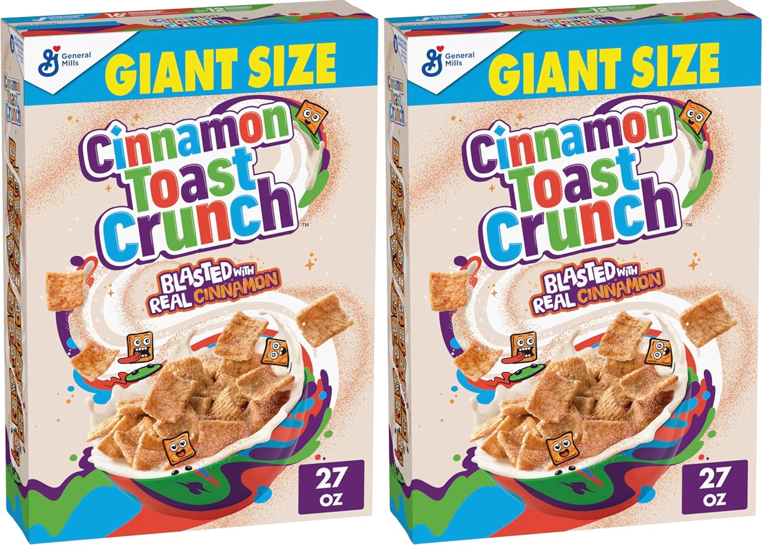 Original Cinnamon Toast Crunch Breakfast Cereal, 27 OZ Giant Size Box (Pack of 2)