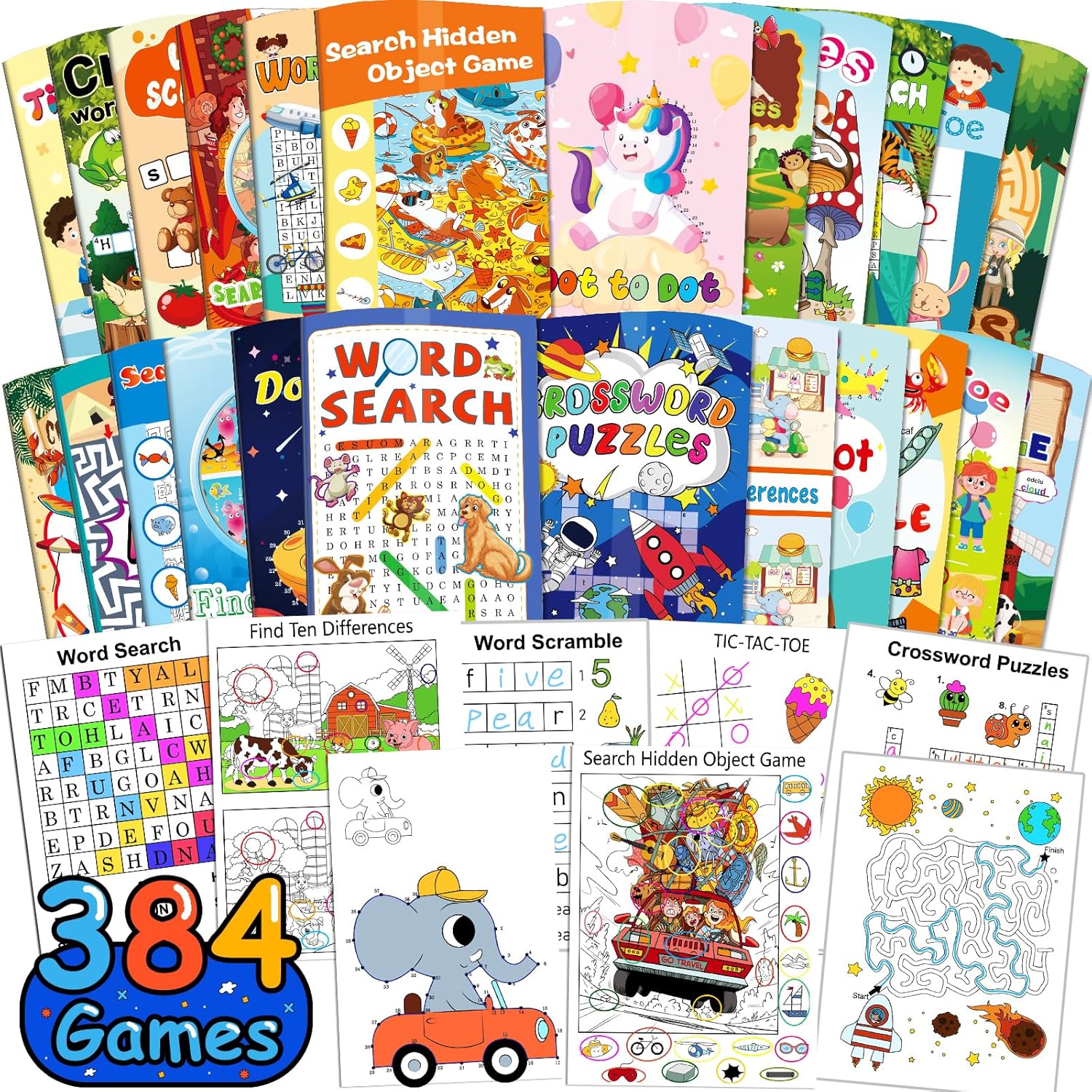 Kalysky 24 Pack Activity Book, Mini Activity Books for Kids Party Favours Gift Age 4-12, Kids Travel Games Maze,Word Search,Dot to Dot for Goodie Bag Gift Stuffer Classroom