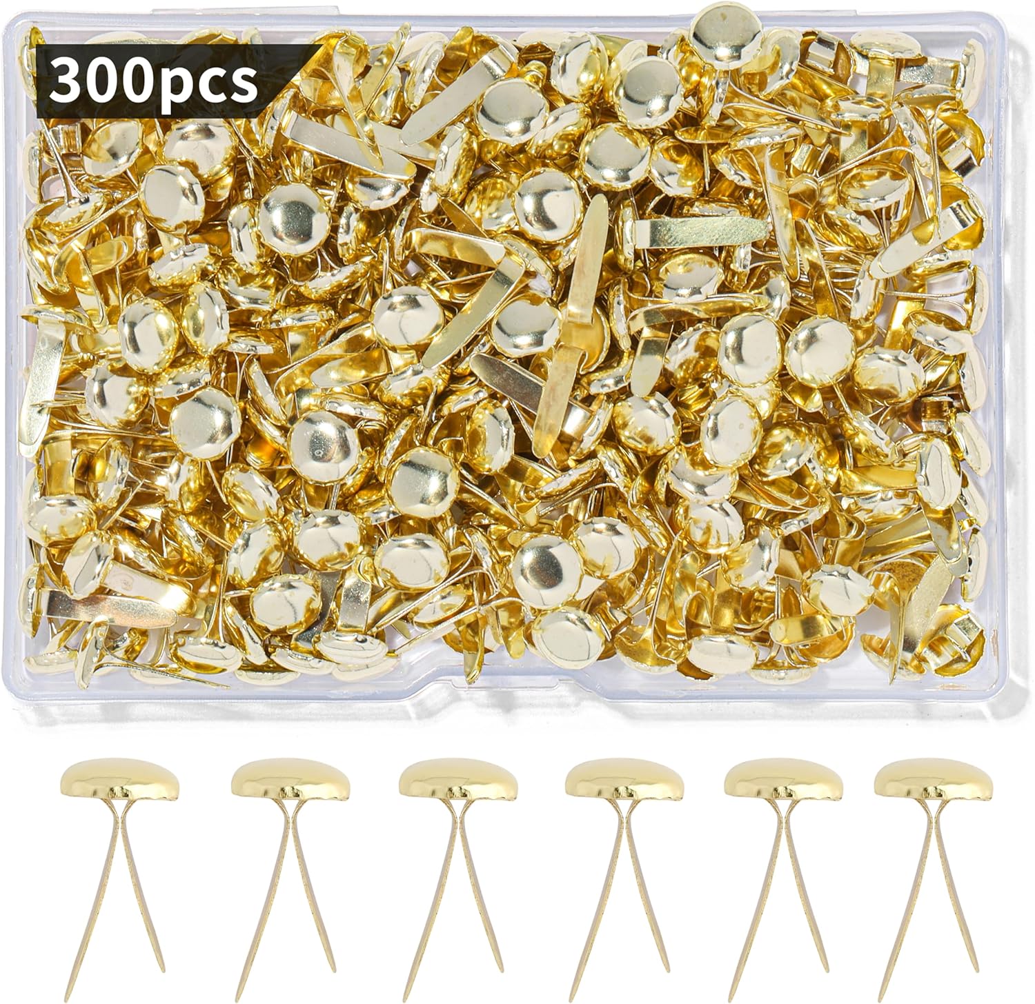Brass Fasteners,300 Pcs Brads for Paper Crafts,Small Brads Metal Gold Brads for Paper Fasteners Scrapbooking DIY,Handmade Cards School Project Supplies