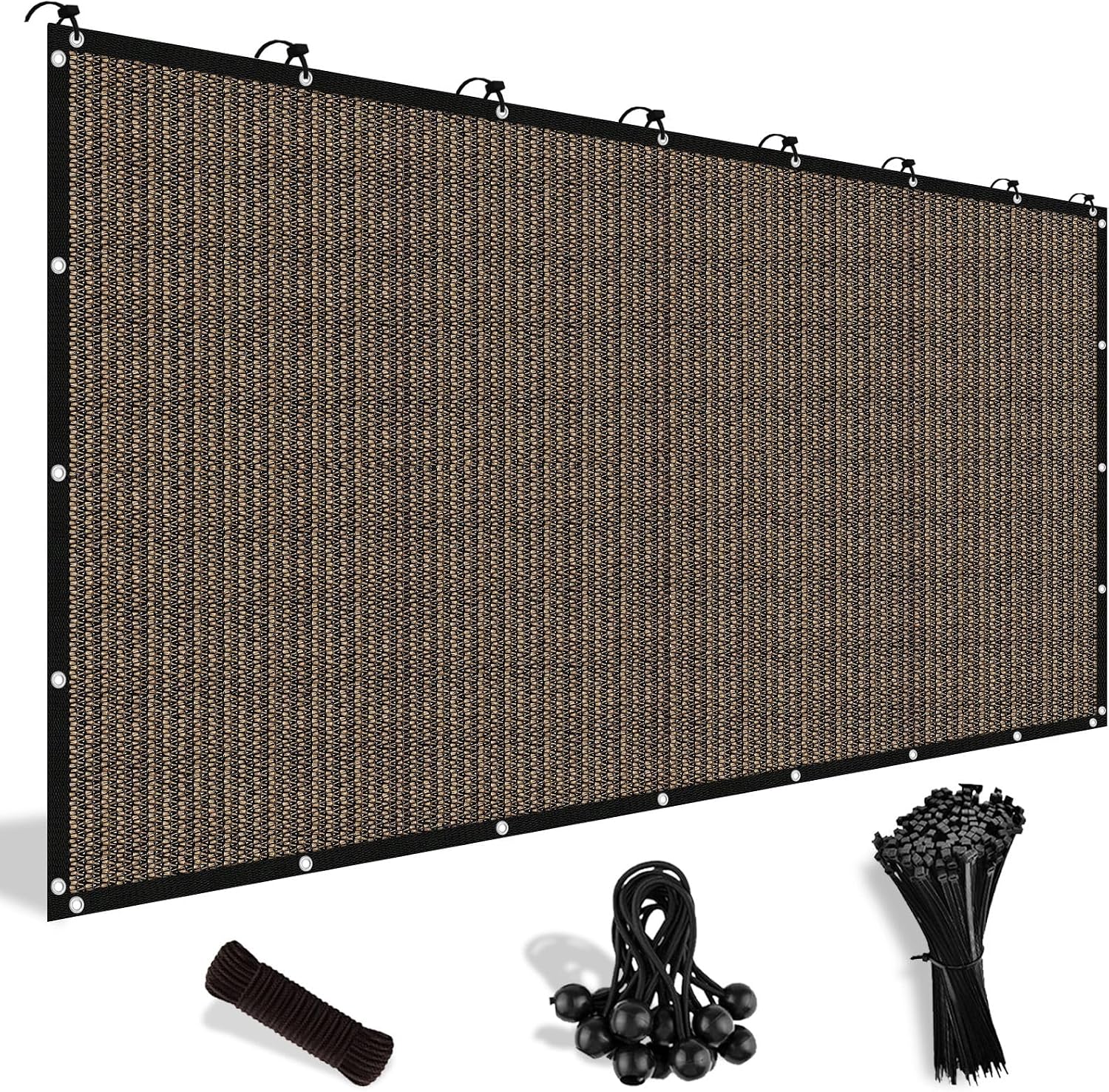 Shade&Beyond 90% Sun Shade Cloth with Grommets, 8' X 12' Pergola Shade Cover Canopy, Mesh Tarp Sun Screens for Patio, Outdoor, Garden, Backyard, Mocha