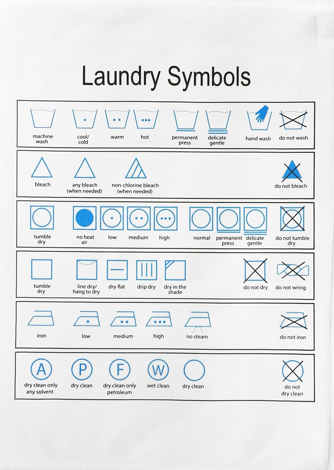 Half a Donkey Laundry Symbols - Large Cotton Tea Towel for the Laundry Expert