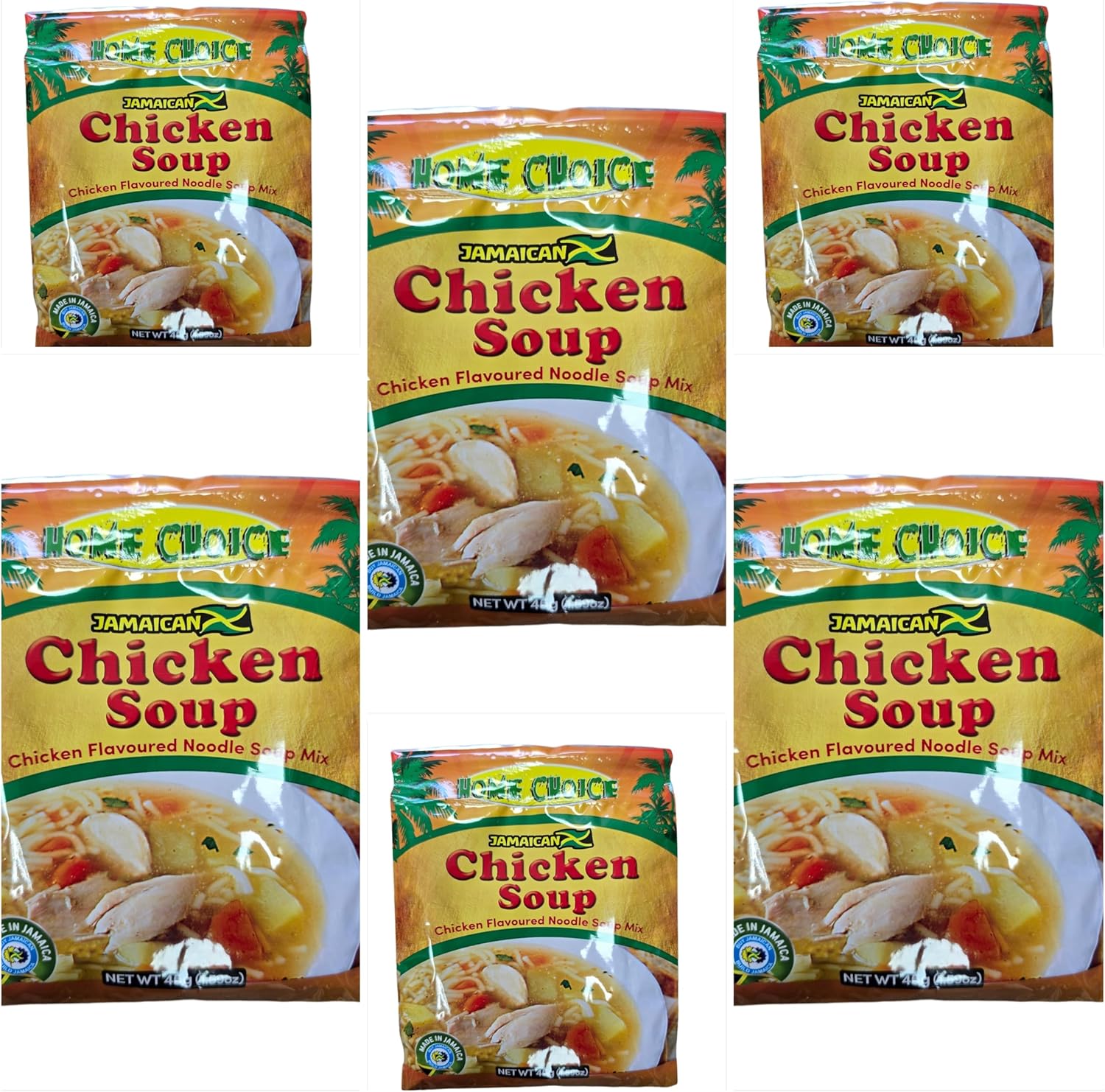 Home Choice Jamaican Chicken Soup Mix, Chicken Flavoured Noodle Soup, 6 Pack