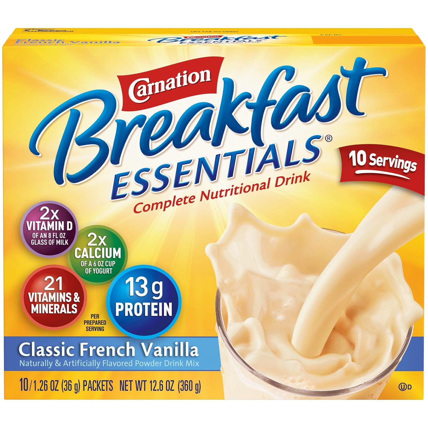 Carnation Breakfast Essentials Instant Breakfast Classic French Vanilla 10ct 2 pack