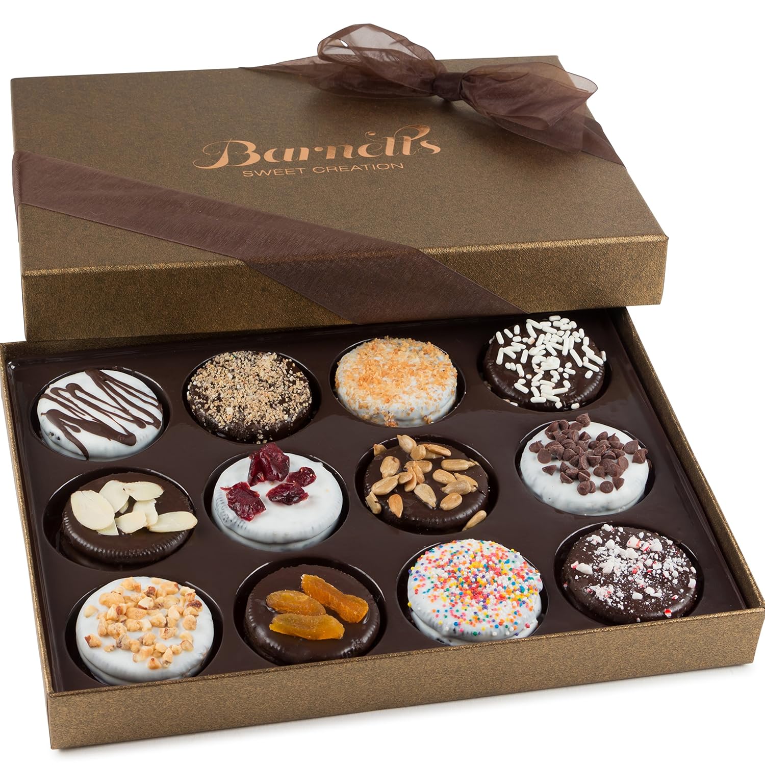 Barnetts Mothers Day 12 Chocolate Cookies Gift Basket, Gourmet Covered Candy Gifts Baskets Food Delivery, for Mom, Grandma, Wife, Daughter, Husband, Mother, Grandmother