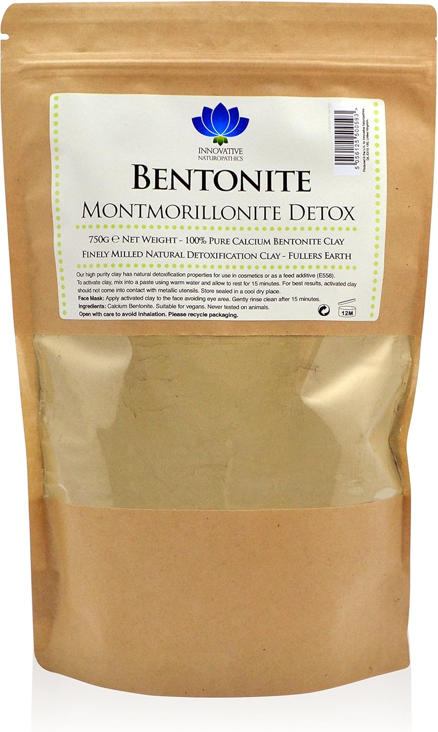 Bentonite Clay - 750g Packet - Pure Calcium Bentonite Detox