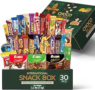 Eastanbul International Snack Box, 30 Chocolate Assortment Bars, Turkish Exotic Snacks, Assorted Candy Variety Pack of Foreign Snacks Exotic Candy Box of Assorted Chocolate