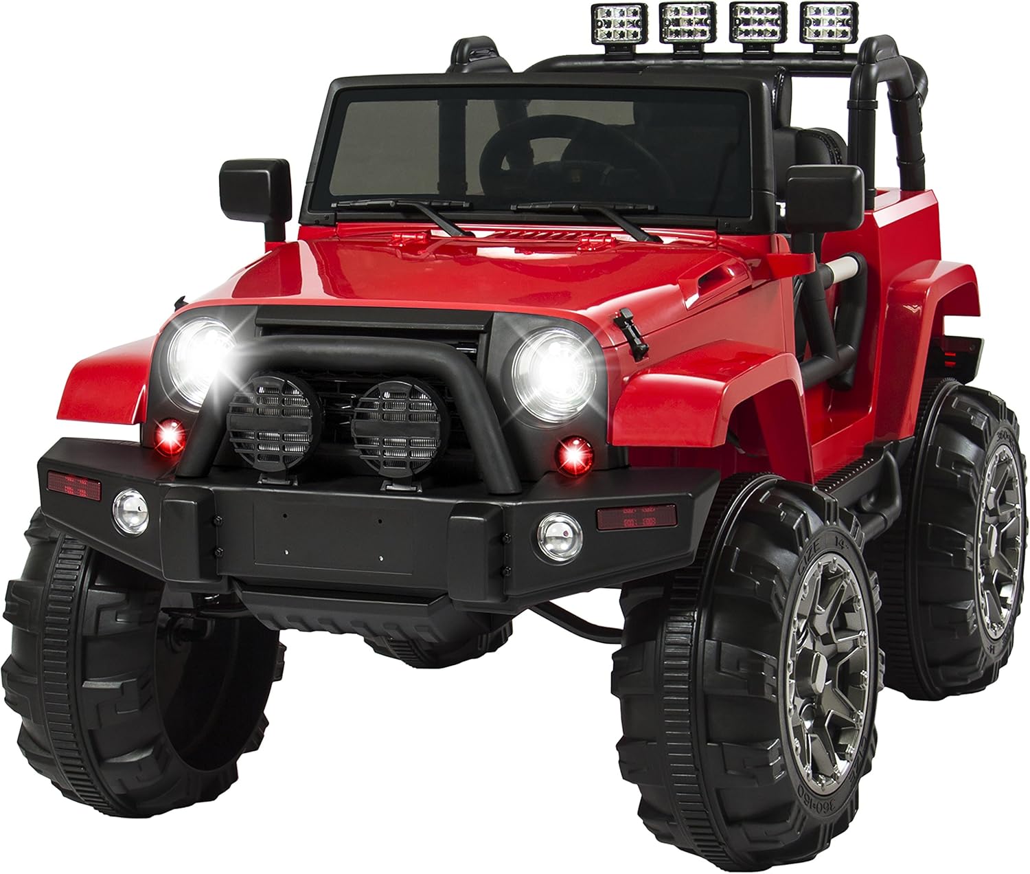 Best Choice Products Kids 12V Ride On Truck, Battery Powered Toy Car w/Spring Suspension, Remote Control, 3 Speeds, LED Lights, Bluetooth - Red