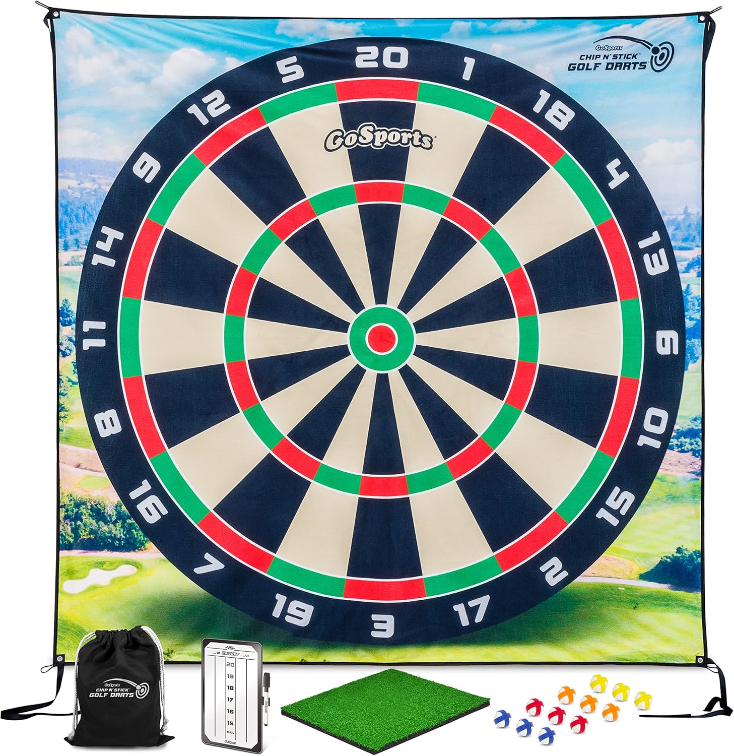 GoSports Chip N' Stick Golf Games with Chip N' Stick Golf Balls - Giant Size Targets with Chipping Mat - Choose Classic or Darts