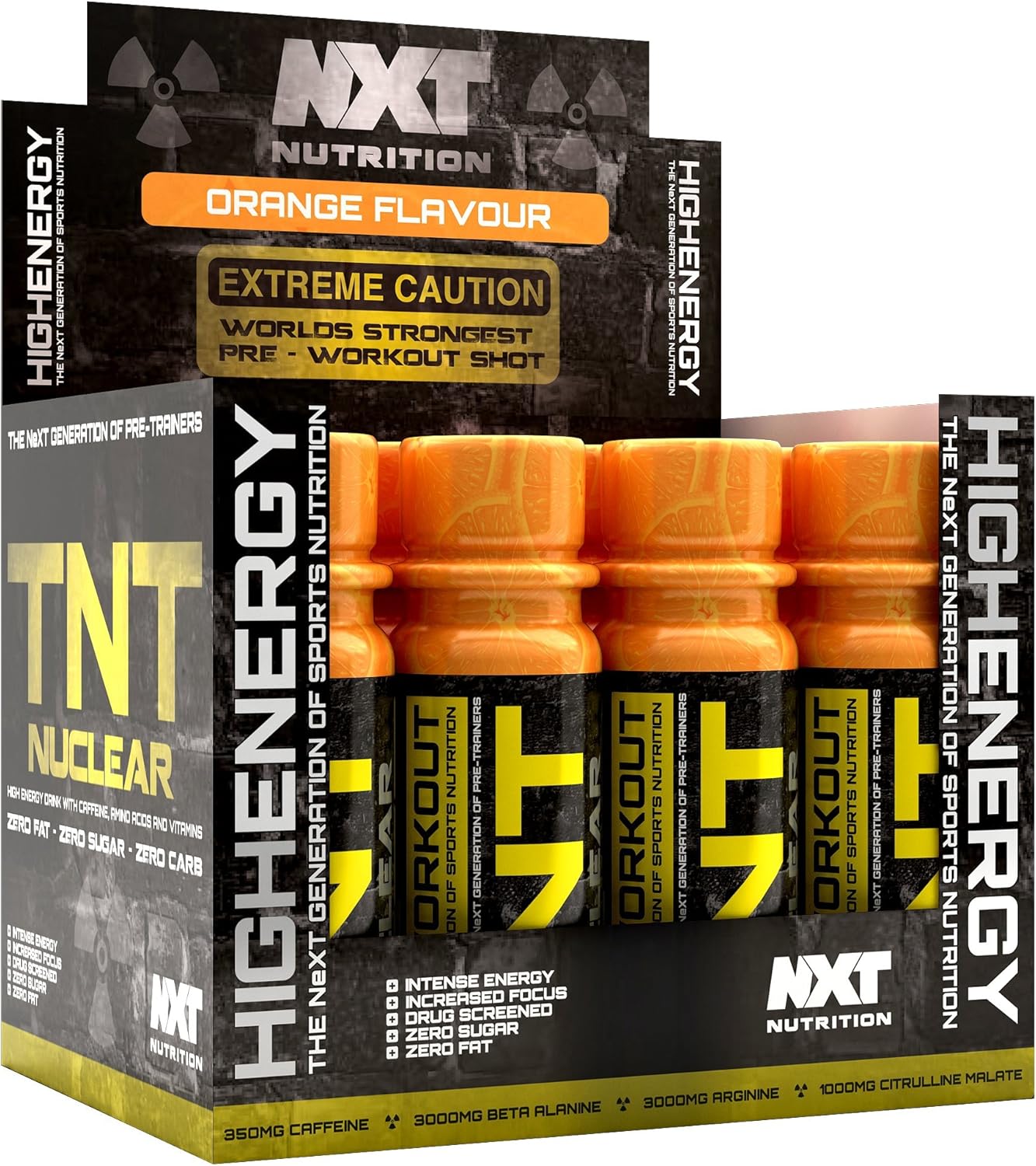 NXT Nutrition TNT Nuclear Shots - Pre Workout Drink 12 x 60ml | Orange