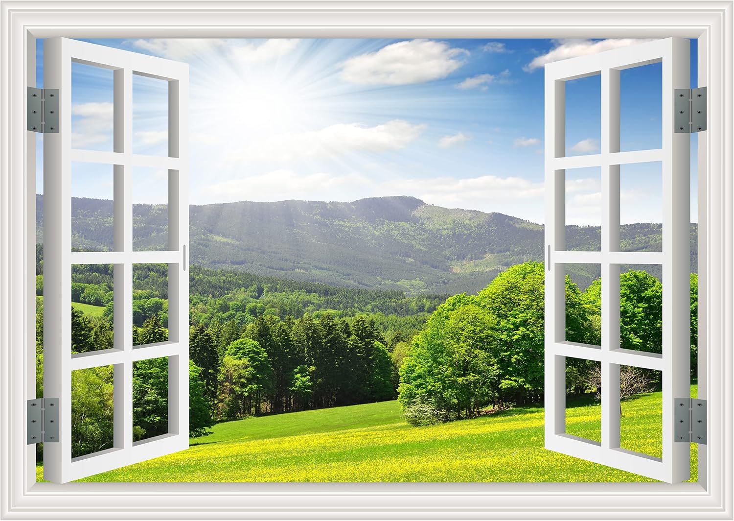 FLFK Fake Window Wall Sticker - Landscape Faux Window Wall Mural for Wall Decor, Stick and Peel Wall Decals,16"x24"