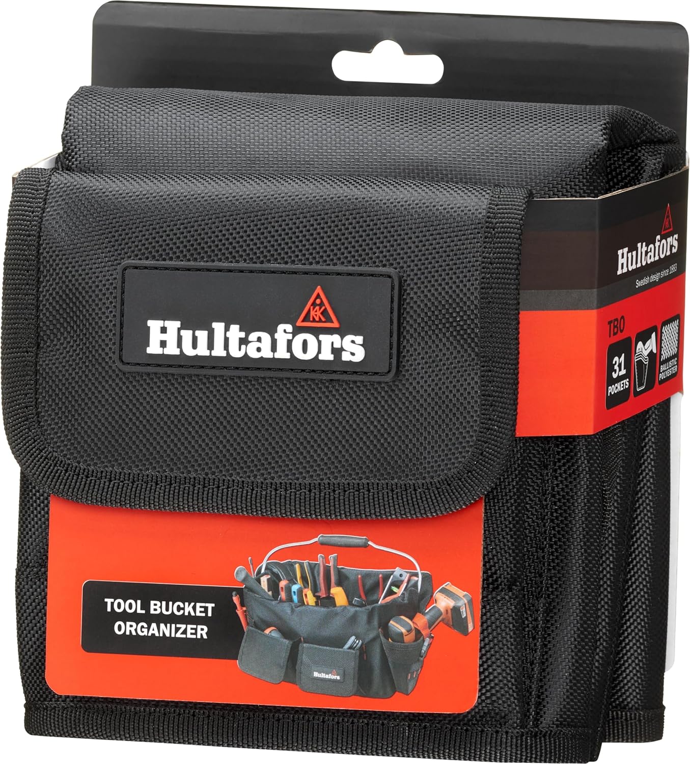 Tool Bucket Organiser with 31 Pockets, Hultafors Compatible with Tool Bucket 590101, Tool Bucket Insert Made of Robust Material with 1680 Denier, For Organising and Storing Tools, 590102