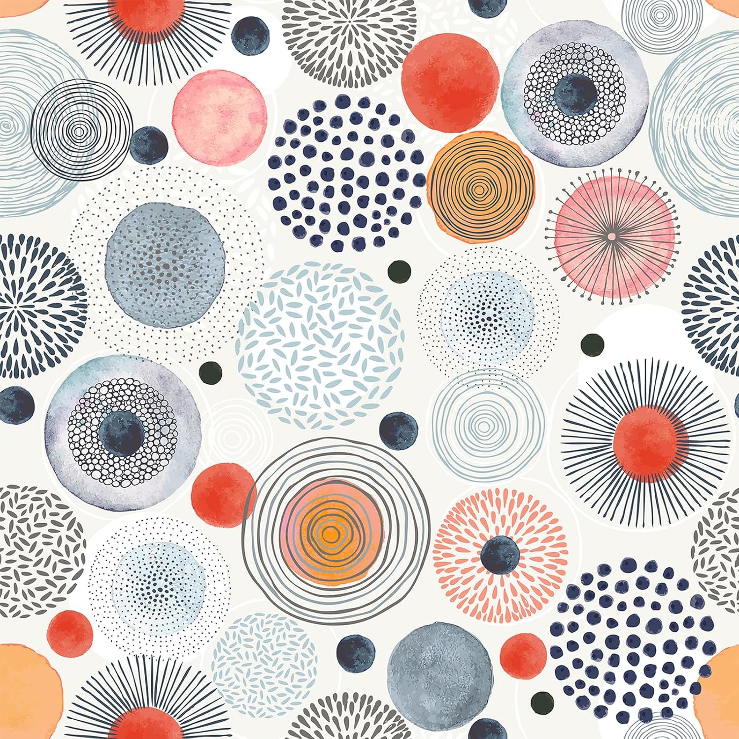 WESTICK Abstract Boho Peel and Stick Wallpaper Modern Circle Geometric Wallpaper 17.5" x 102" Removable Unique Circles Geometric Contact Paper for Bedroom Nursery Cabinets Living Room Wall Decor