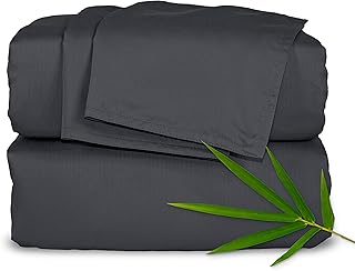 King Sheets by Pure Bamboo, Genuine 100% Organic Viscose Derived from Bamboo Bed Sheet Set, Luxuriously Soft & Cooling, Double Stitching, Lifetime Quality Promise (King, Charcoal)