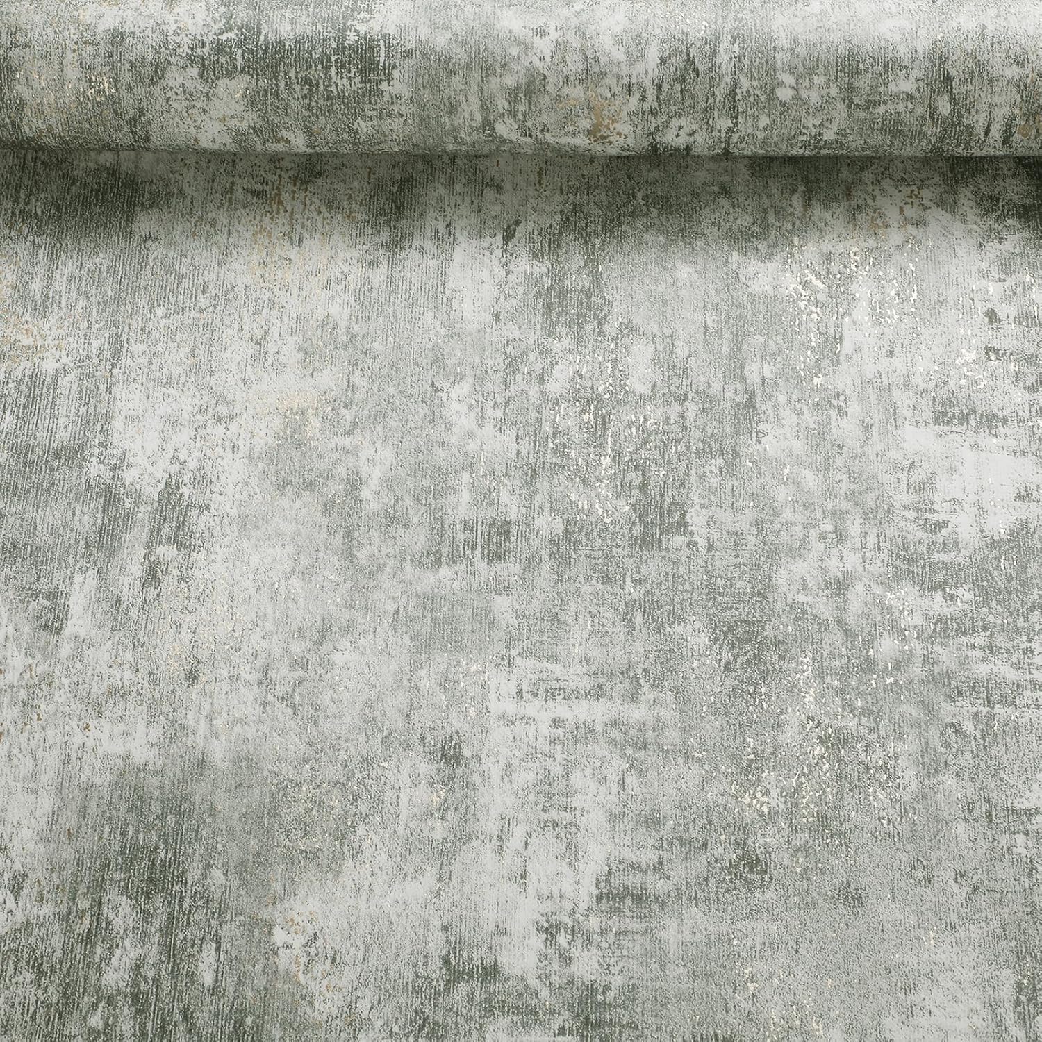Green Wallpaper - Modern Wallpaper for Bedroom, Living Room, Fireplace - Decorative Luxury Wall Paper with Distressed Pattern, Textured Finish & Metallic Detailing (Jade)