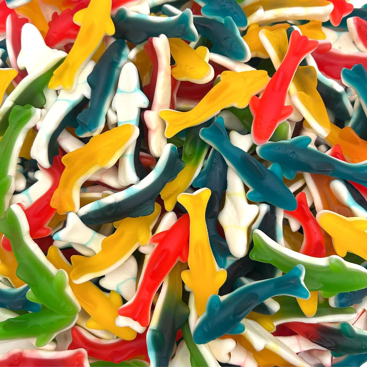 Gummy Sharks Candy Mix | 1 Pound Bag | Assorted Fruit Flavors Shark Gummies | Chewy Gummy Fish for Parties and Candy Buffets | Blue Raspberry, Lime, Lemon, Cherry