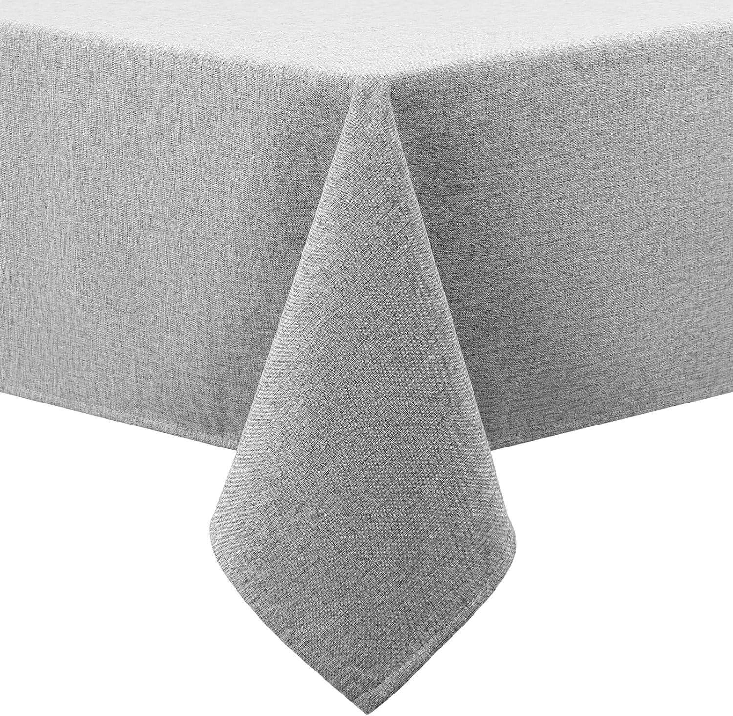 smiry Faux Linen Table Cloth Rectangular 140x180cm, Water resistant Tablecloth with Flannel Backing, Thick Fabric Washable Table Cover for Dining Party and Outdoor, Grey