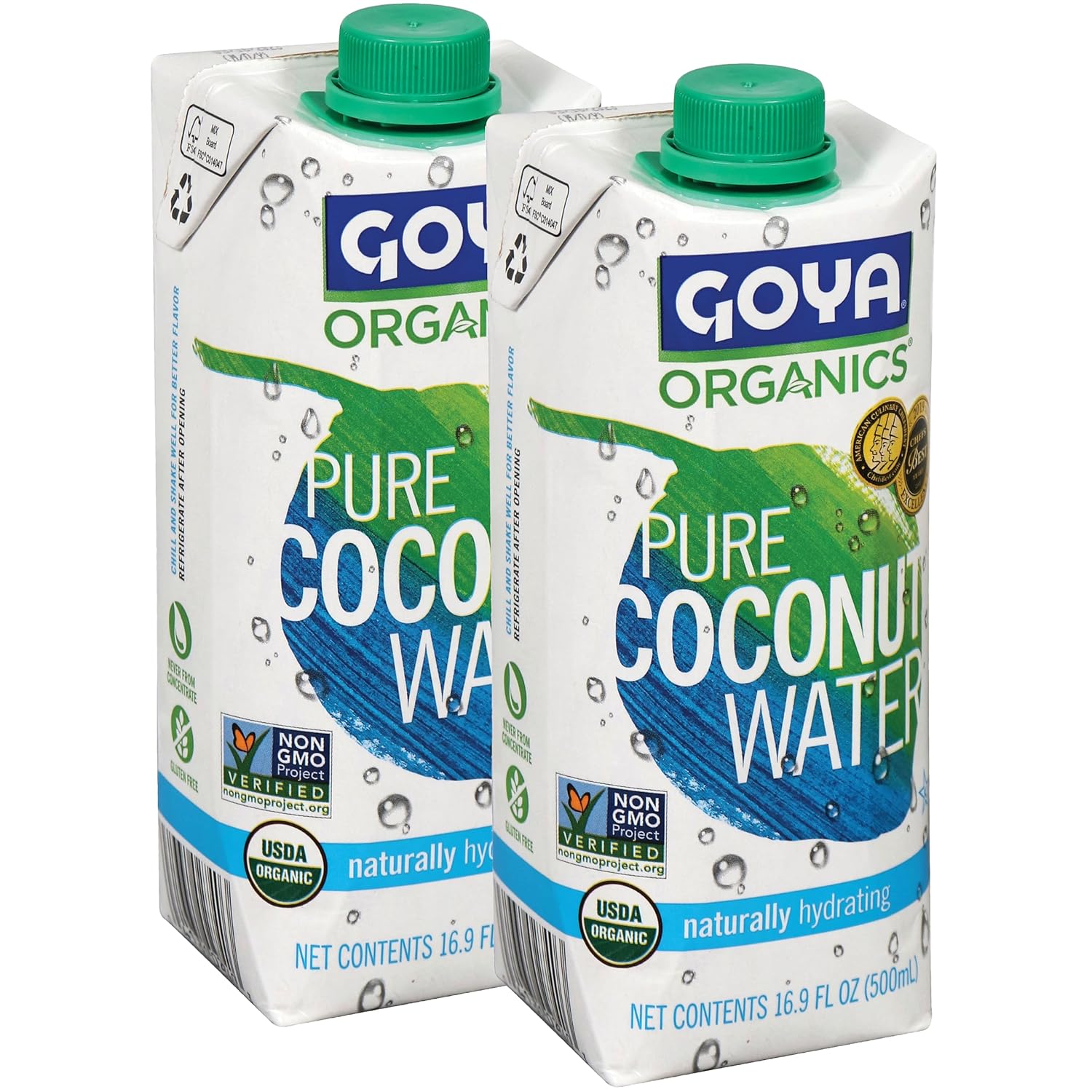 Goya Organic 100% Pure Coconut Water, 16.9 Ounce (Pack of 2)