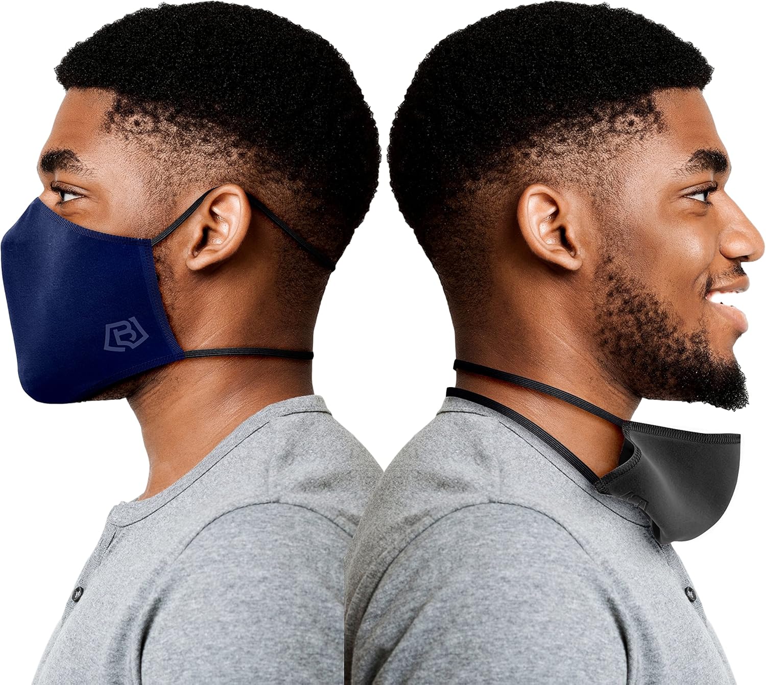 Boxere Breathable Face Masks Washable & Reusable UK Thin Cotton Fabric Mask with Easy On/Off Head Straps - Comfy Face Covering for Men and Women (Black)