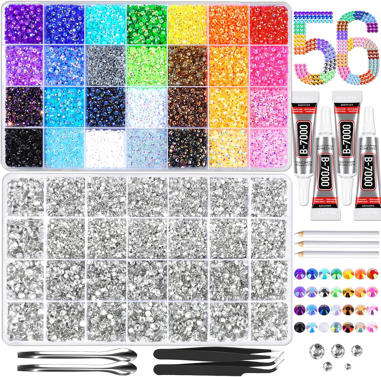 FANDAMEI 51200Pcs Bedazzling Kit, Rhinestones for Bedazzling,Rhinestone Kit