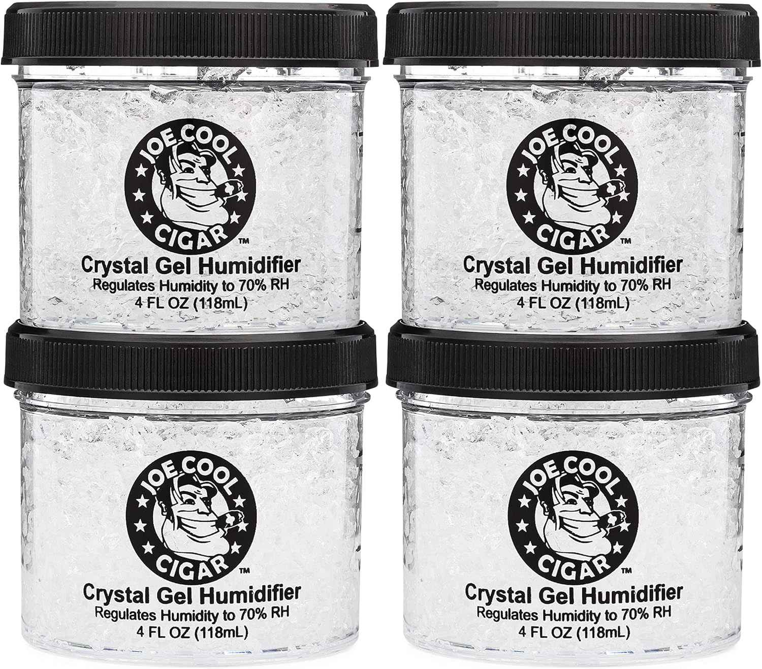 Crystal Gel Humidifier for Cigar Humidors (4 oz Jars) - 4 Pack