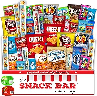The Snack Bar - Snack Care Package (40 count) - Variety Assortment with American Candy, Fruit Snacks, Gift Snack Box for Lunches, Office, College Students, Road Trips, Holiday Gifts