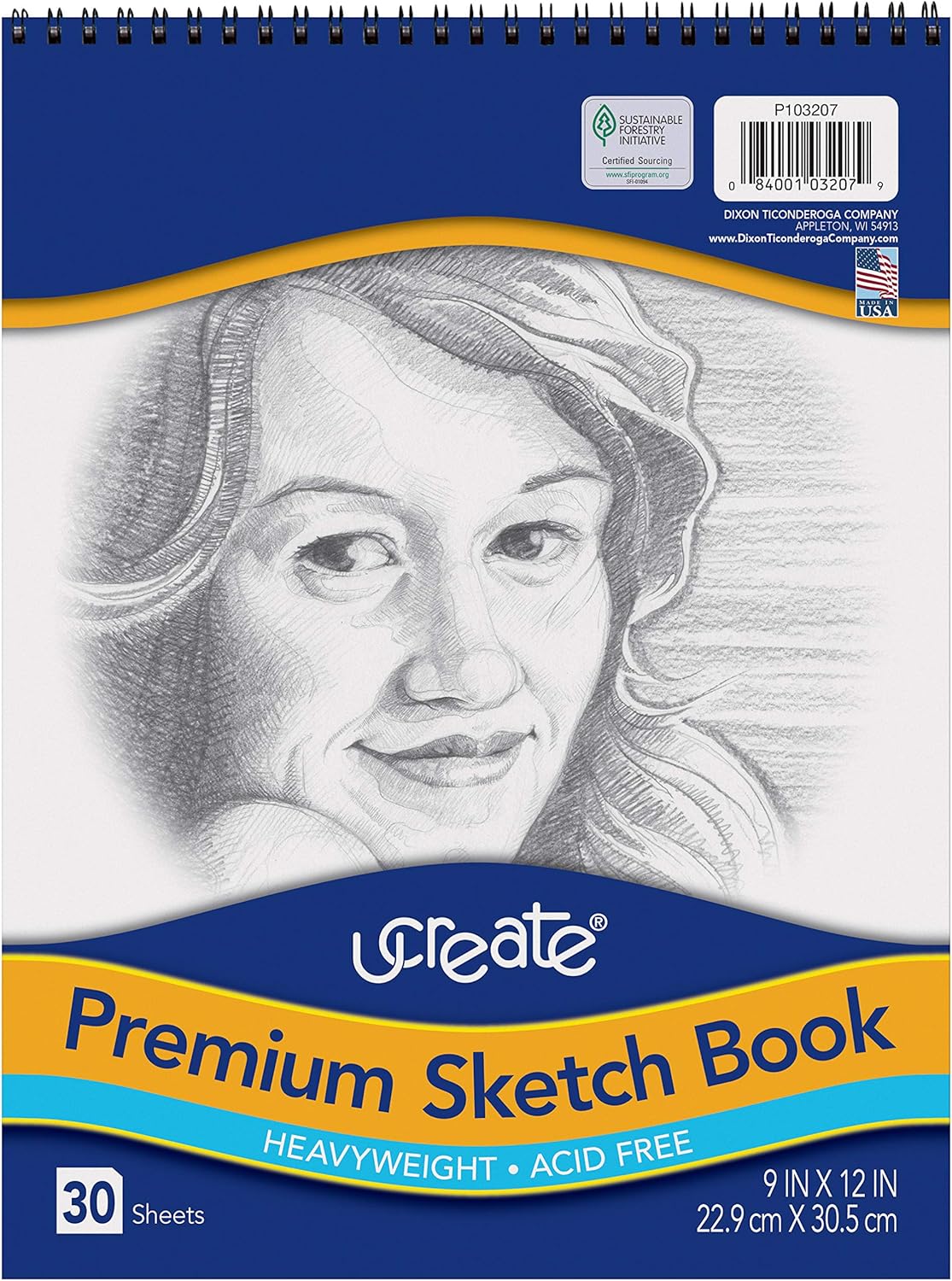 UCreate Premium Sketch Book, Heavyweight, 9" x 12", 30 Sheets