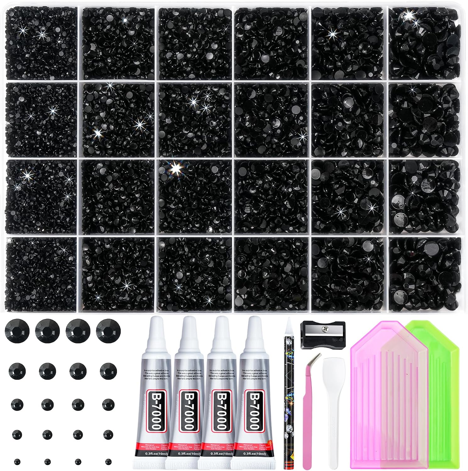 Black Bedazzling Kit with Rhinestones, 35000PCS Rhinestones for Bedazzling