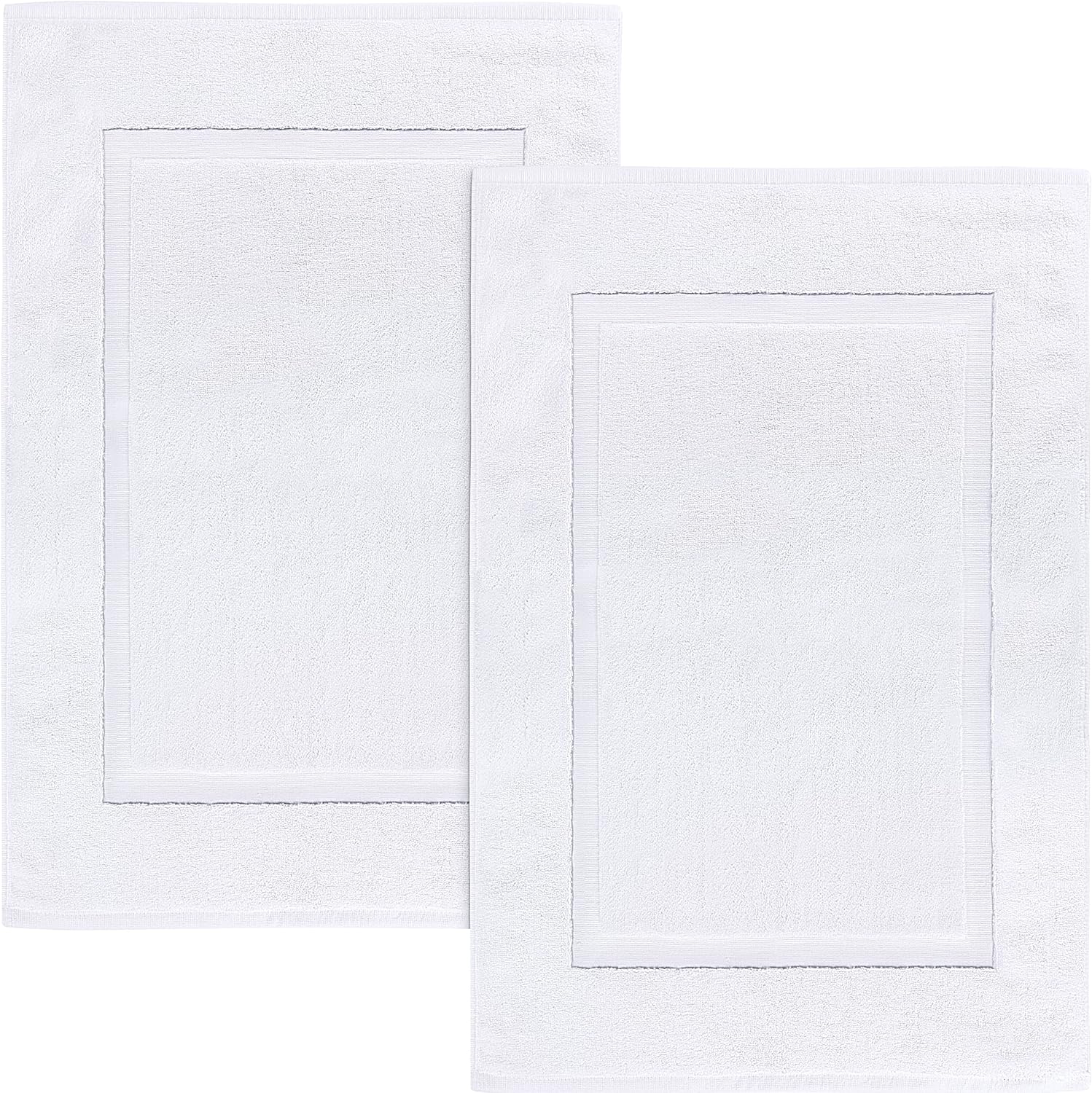 Utopia Towels Cotton Banded Rug Bath Mats, [Not a Bathroom Rug] 21x34 Inches, 100% Ring Spun Cotton - Highly Absorbent and Machine Washable Shower Bathroom Floor Towel, White, 2 Pack