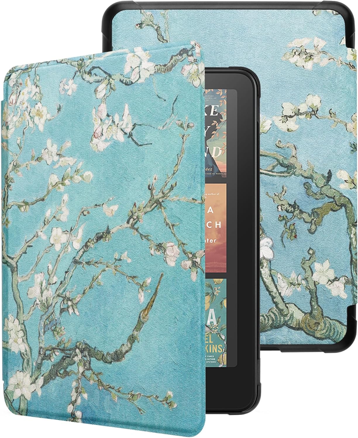 WALNEW Case for 7" All-New Kindle Paperwhite 12th Gen 2024 & Kindle Colorsoft Signature Edition, Premium PU Leather Protective Cover with Auto Wake/Sleep (Tree and Flower)