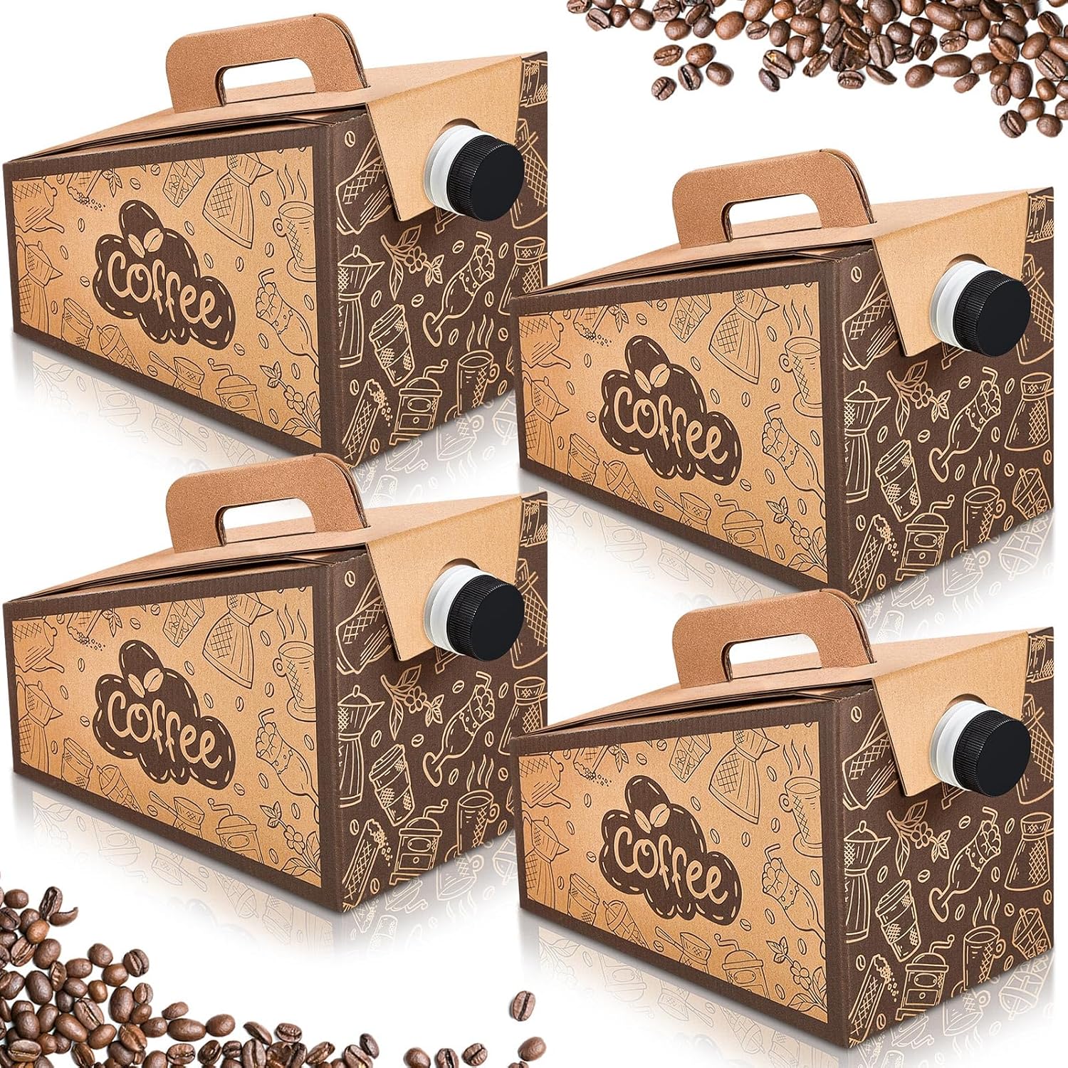 10 Set Coffee Container Disposable Dispenser 96 oz Insulated Cardboard Hot Cold Bulk Beverage Server Carafe with Handle Portable Coffee Take out Boxes for Office Catering Shop Party