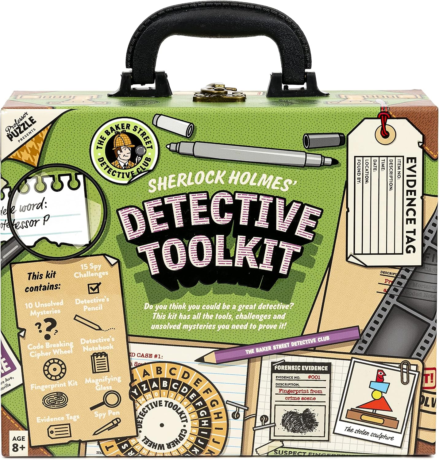 Professor PUZZLE The Detective Toolkit - Mystery Case - Sherlock Holmes Themed Detective kit for Cracking Cases and Solving Mysteries