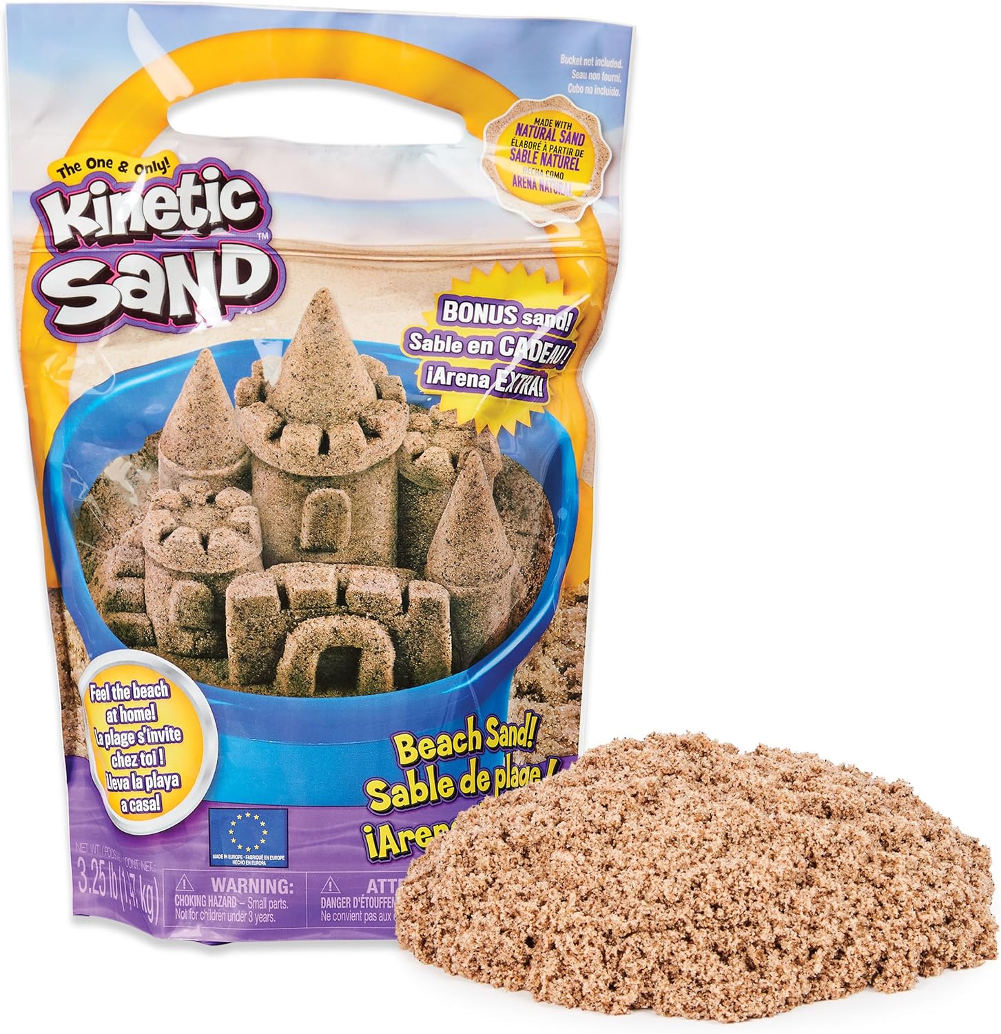 Kinetic Sand, 3.25lbs Beach Sand in Resealable Bag, Moldable Play Sand Sensory Toys, Christmas Gifts for Kids Ages 3+