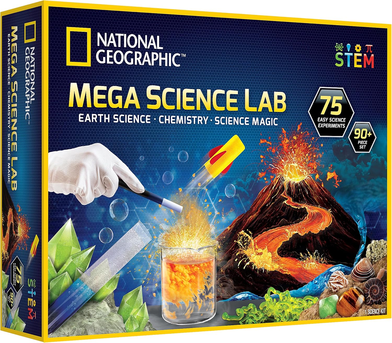 NATIONAL GEOGRAPHIC Mega Science Lab - Science Kit for Kids with 75 Easy Experiments, Featuring Earth Science, Chemistry Set, and Science Magic STEM Projects for Boys and Girls (Amazon Exclusive)