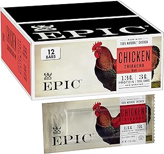 Epic Provisions Chicken Sriracha Protein Bars, Whole30, Keto Friendly, 12 ct, 18 oz