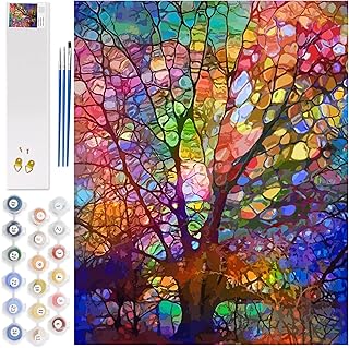 Petrala Paint by Number for Adults DIY Acrylic Paint by Numbers Kits on Canvas Tree of Life Drawing Colorful Paintworks Artwork for Beginner Without Frame, 16 x 20 Inch
