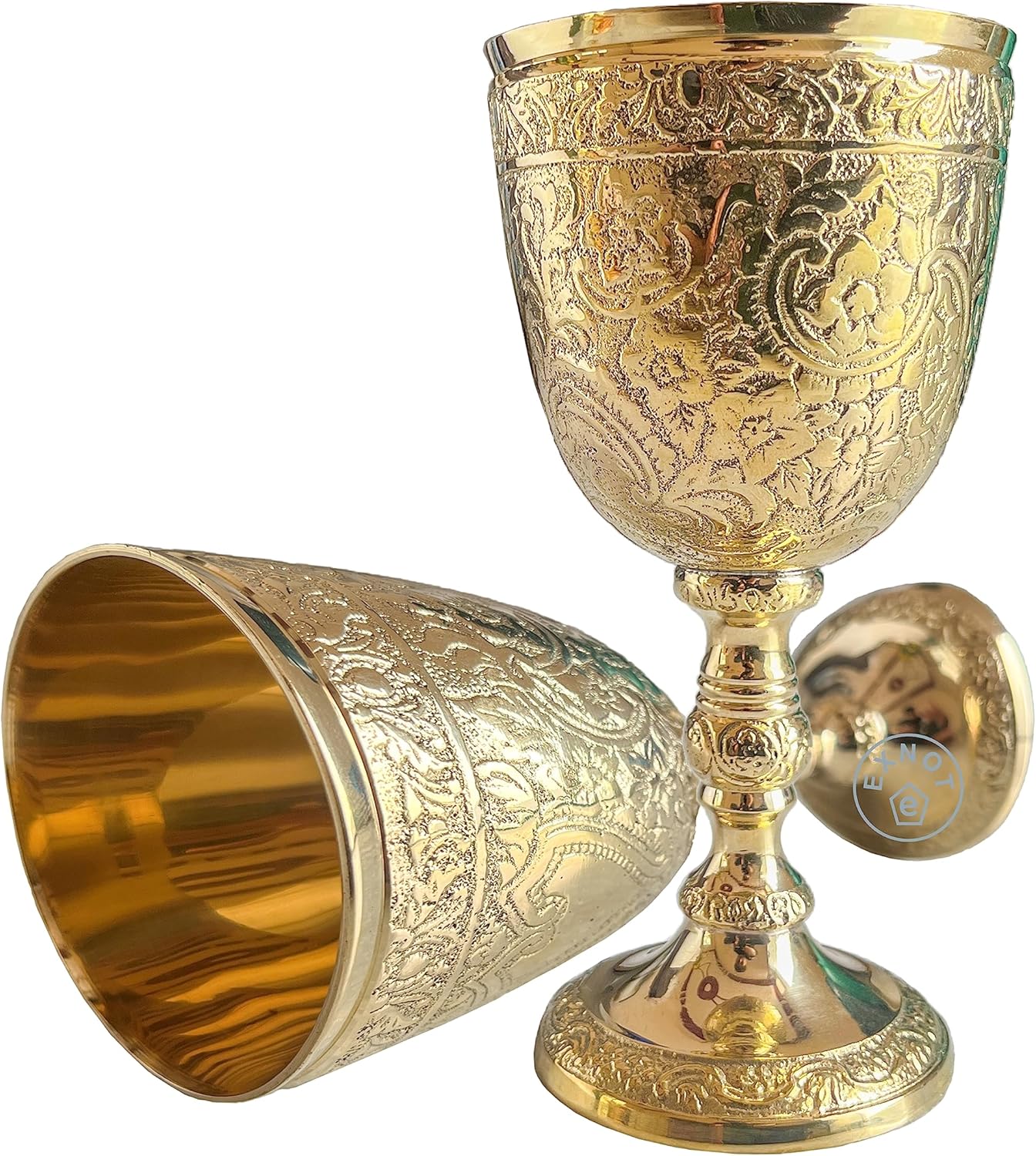 EXNOT Brass Vintage Chalice Goblet | 1x Royal Wine Cups of King Arthur - Renaissance Medieval Gifts for Communion, Christmas Pack of 1pc (Roman Chalice)
