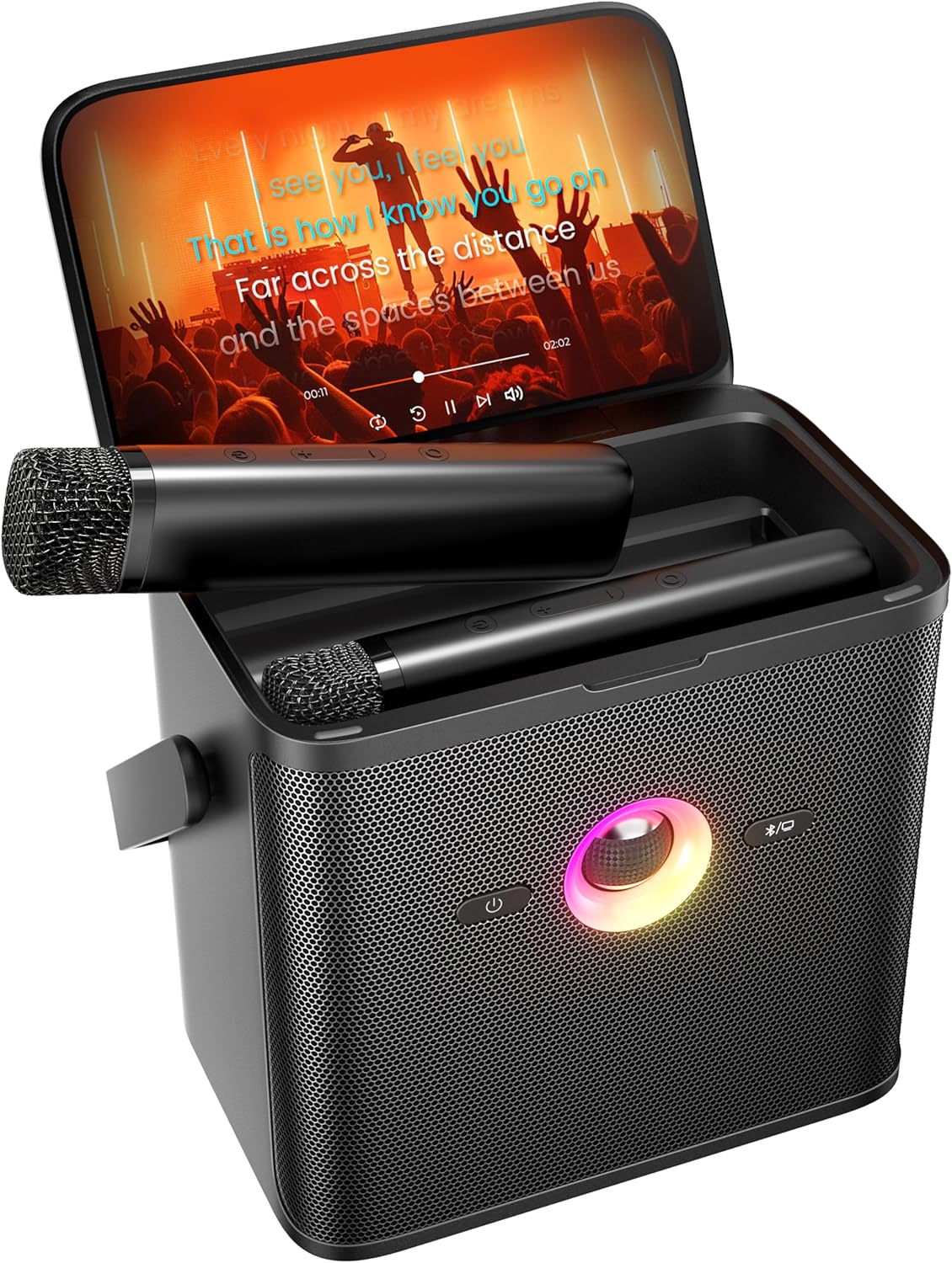 Karaoke Machine for Adults Kids, with Lyrics Display Screen, WiFi Connect to YouTube & Karaoke App, 2 EQ Autotune Wireless Microphones Portable Karaoke PA System for Home Family Party Camping