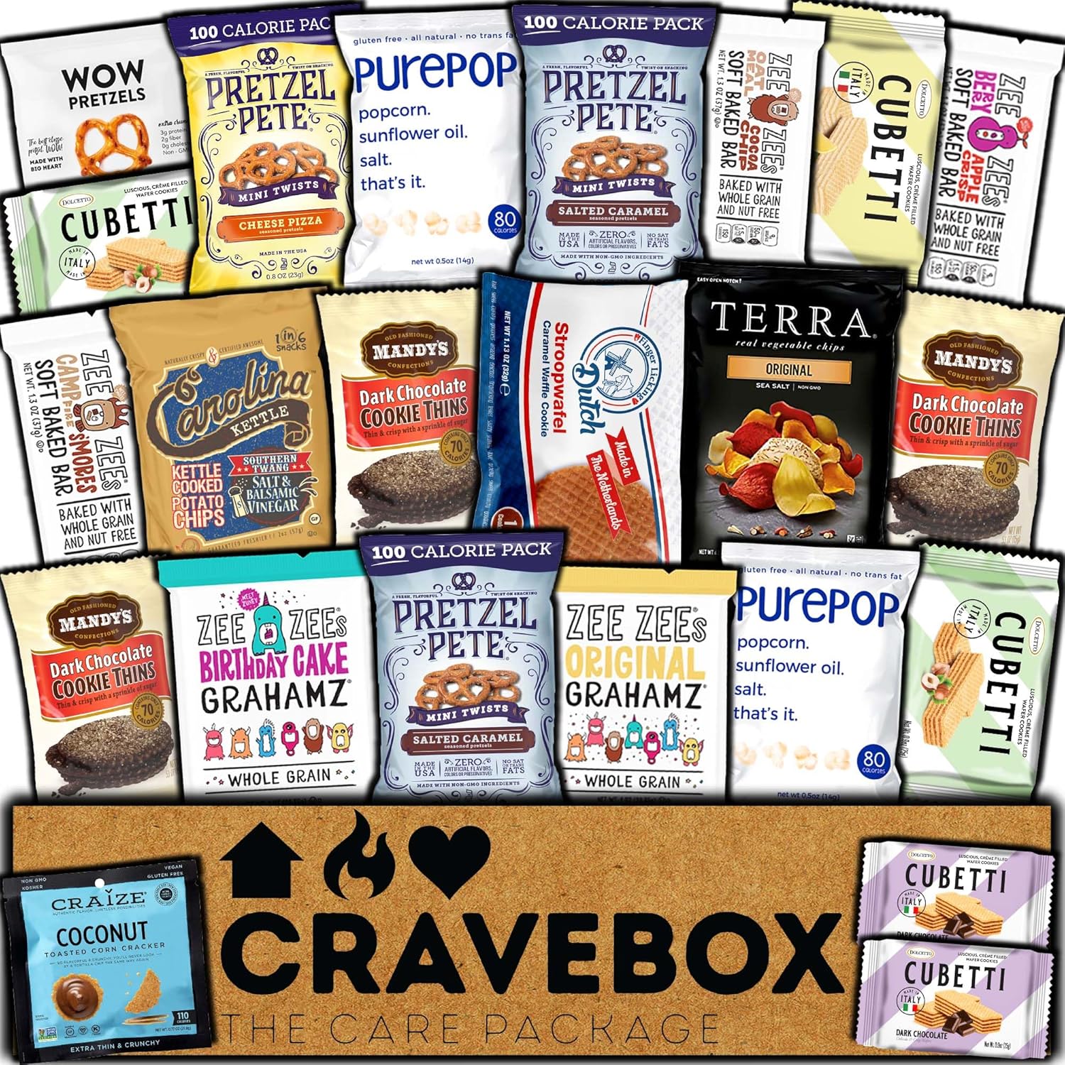 CRAVEBOX Gourmet Value Snack Box (Variety Pack) Father's Day Care Package Specialty Private Label Healthy Variety