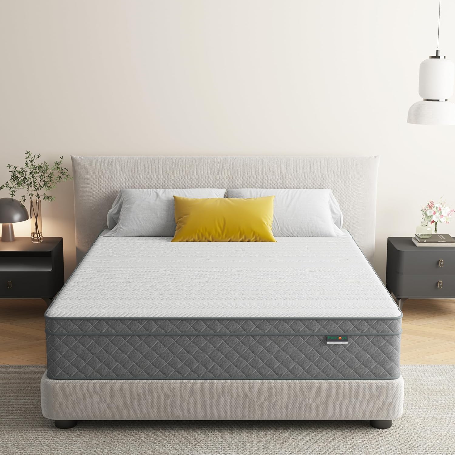 PurrJoys 12 inch Full Mattress, Cooling-Gel Memory Foam and Pocket Spring Full Hybrid Mattress, Medium Firm Feel, Mattresses in a Box, CertiPUR-US Certified