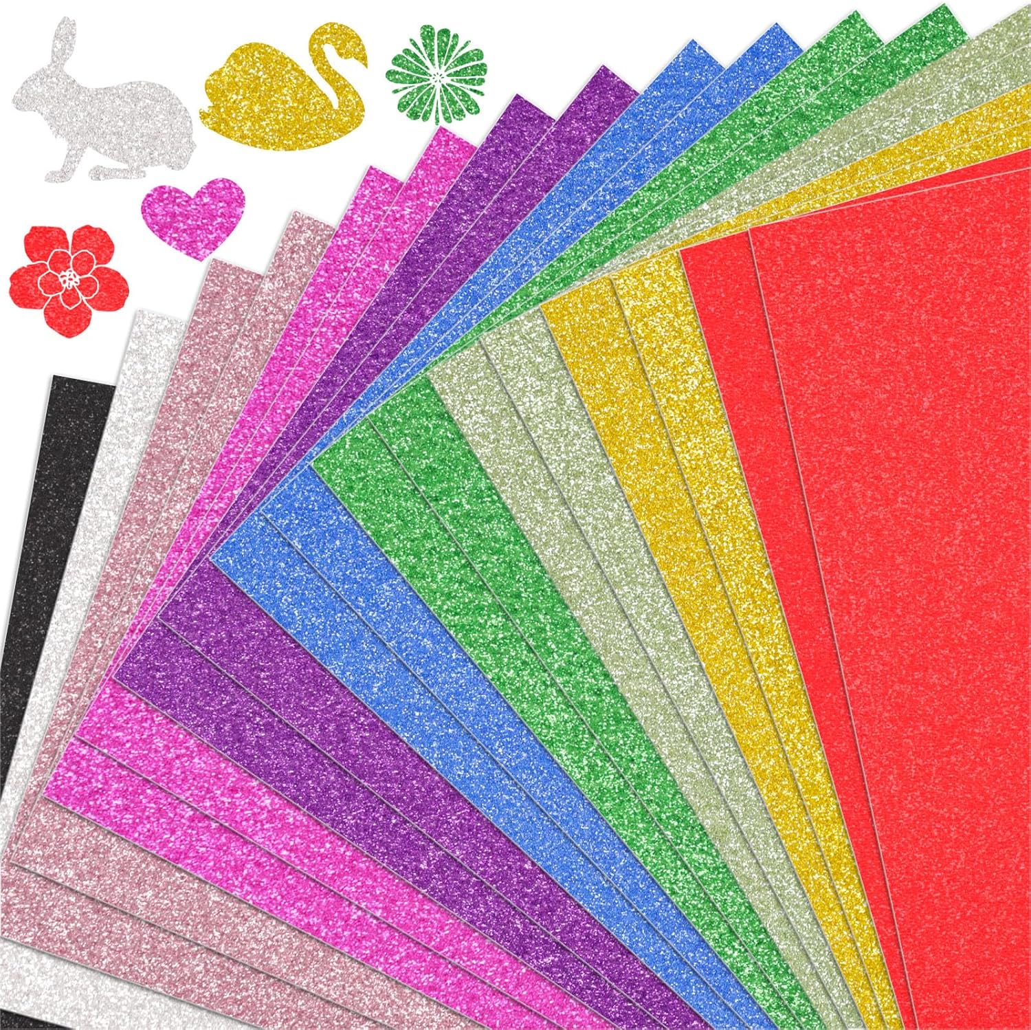 VGOODALL A4 Glitter Craft Paper, 10 Assorted Colors 20 Sheets Sparkle Cardstock Papers 250gsm Shiny Glitter Cards for Maker for DIY Crafts Gift Wrapping Scrapbook Decorations