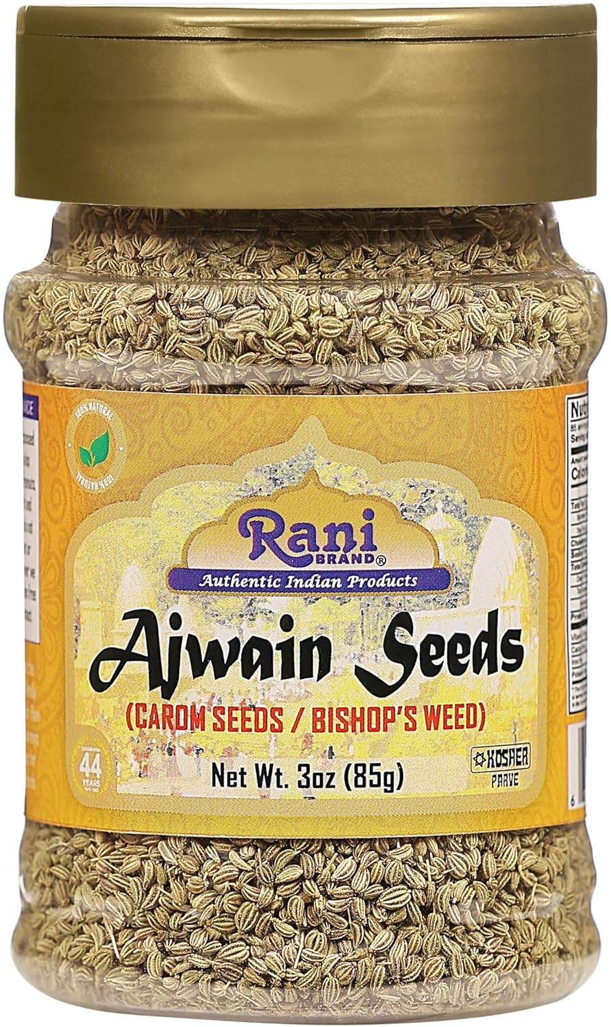 Rani Ajwain Seeds (Carom Bishops Weed) Spice Whole 3oz (85g) PET Jar ~ All Natural | Vegan | Gluten Friendly | NON-GMO | Kosher | Indian Origin