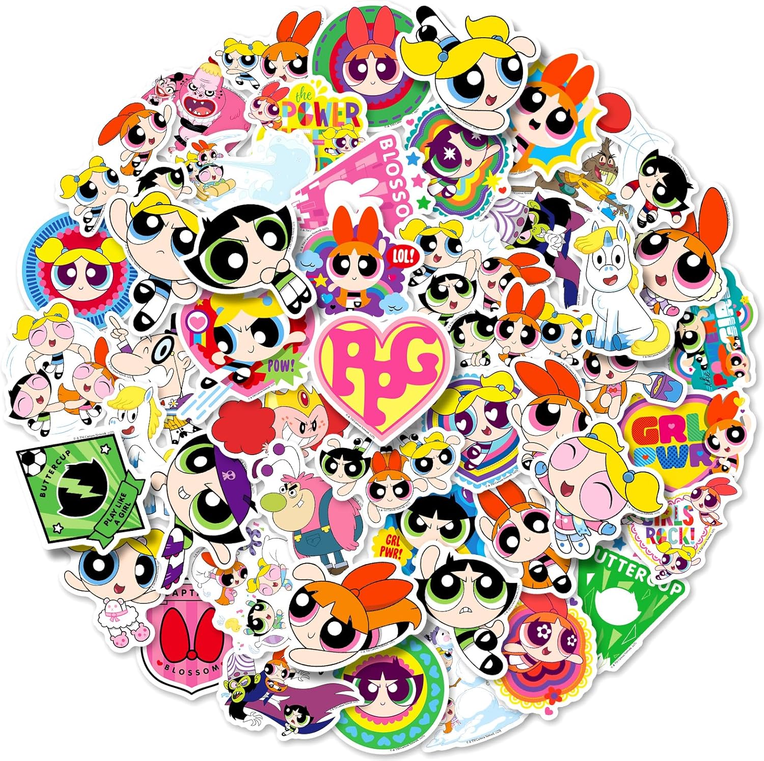 Girls Character Stickers for Kids, 50PCS Vinyl Waterproof Stickers for Laptop, Skateboard, Phone, Water Bottles, Cartoon Anime Stickers for Girls, Teens, Adult