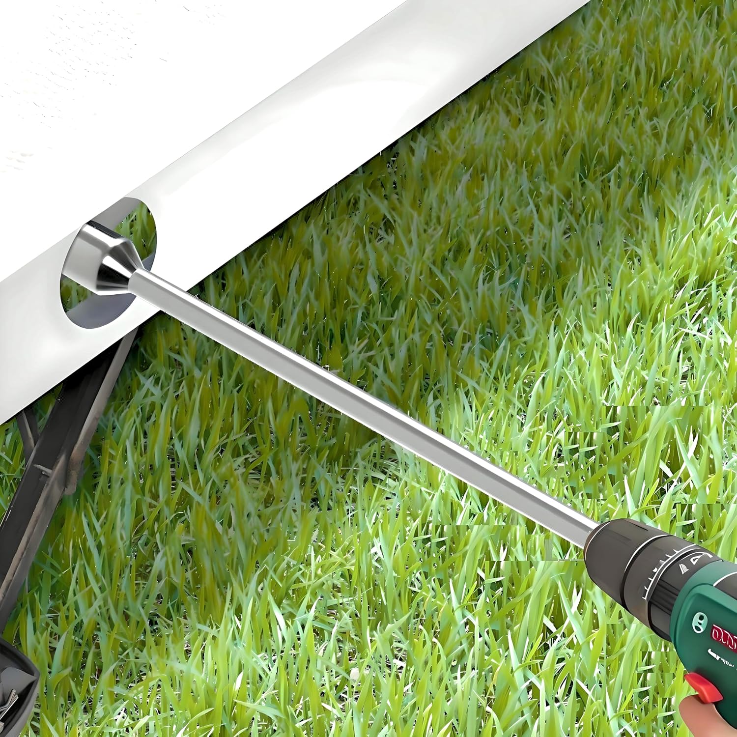 Double Dragon, 30cm Caravan Corner Steady Jack Leg Winder Drill Adaptor Attachment - 19mm Caravan Stand Jack Extension Socket Adapter, 19mm Socket, 30cm Hexagonal Shaft, For caravans and mobile homes