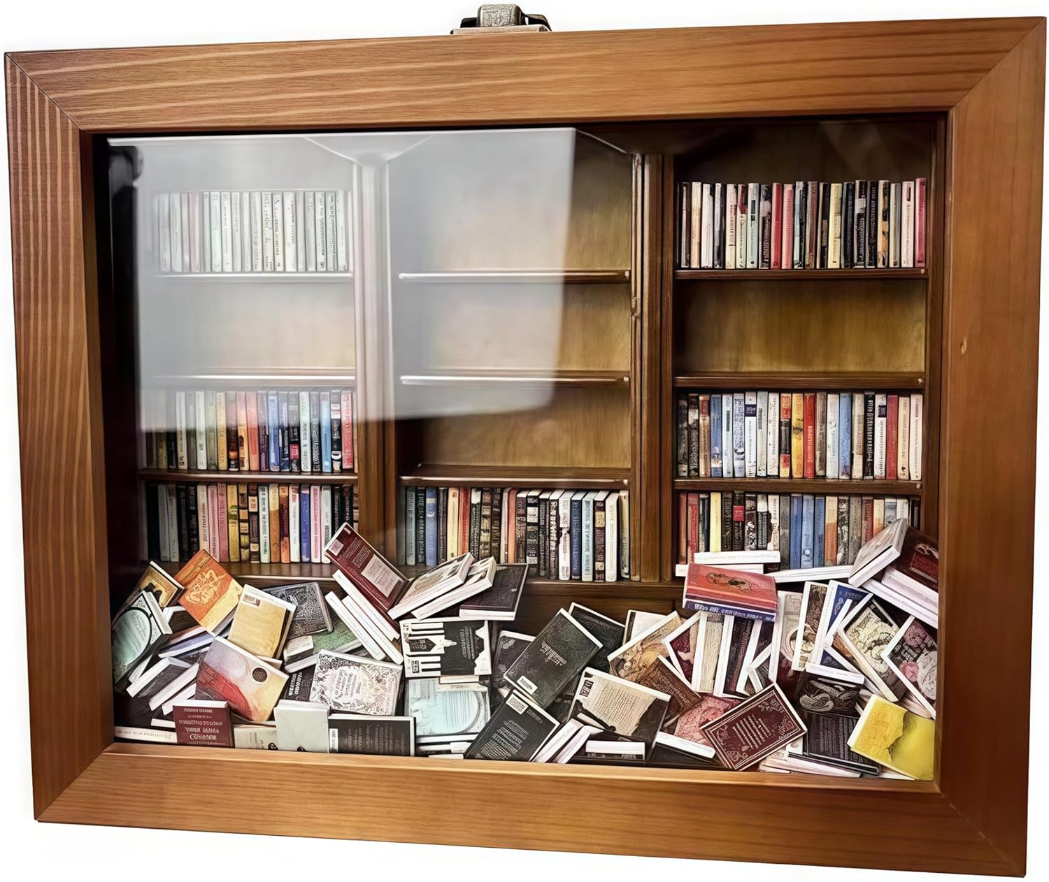 Anxiety Bookshelf,Contains 200 Pcs Mini Books with Spines,9.8 X 7.8 X 2.6 Inches,Mini Bookshelf for Shake Away Your Anxiety,Anxiety Bookshelf Mini Books,Home Living Room Office Decoration