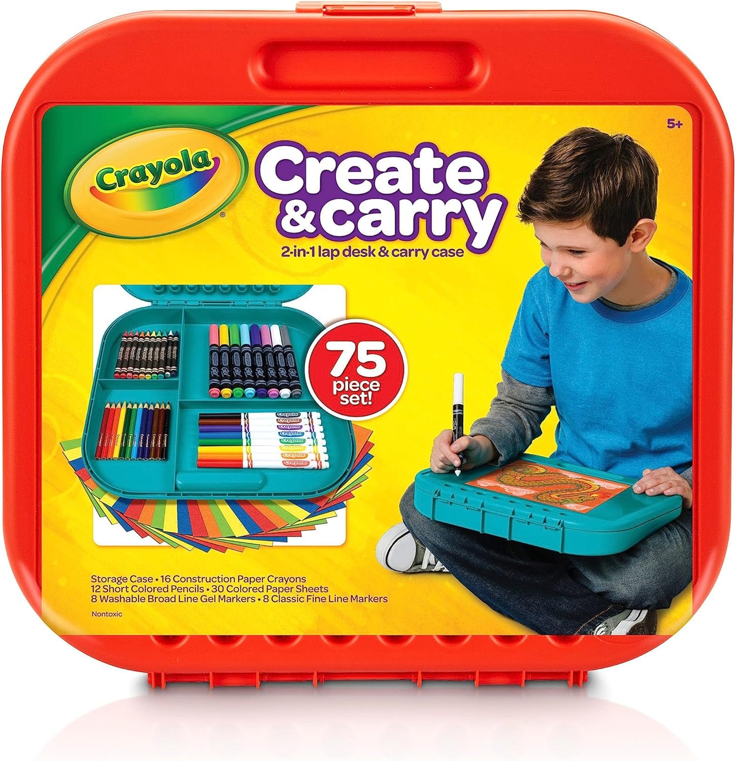 Crayola Create 'N Carry Art Set (75pcs), Art Supplies Kit, Drawing Set for Kids, Arts & Crafts Supplies, Holiday Gift for Kids, 5+