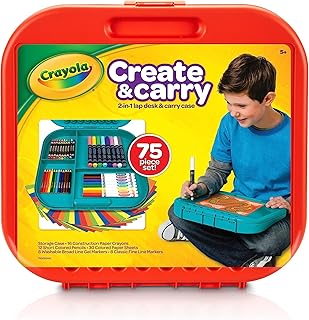 Crayola Create 'N Carry Art Set (75pcs), Art Supplies Kit, Drawing Set for Kids, Arts & Crafts Supplies, Holiday Gift for Kids, 5+