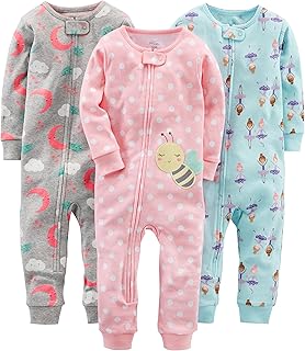 Simple Joys by Carter's Girls' 3-Pack Snug Fit Footless Cotton Pajamas