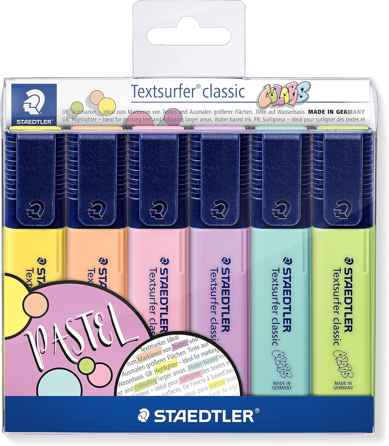 STAEDTLER 364 CWP6 Textsurfer Classic Pastel Highlighters - Assorted Colours (Pack of 6)